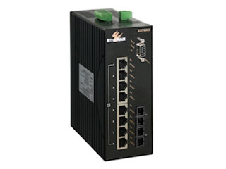Etherwan EX78802-04BT Etherwan Managed Hardened 10-port 10/100BASE Port 1 jusqu'a 8 support PoE+ (15.4W/30W/60W)) et 2-port Gigabit Ethernet Switch MM 2Km