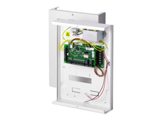 Acre (Vanderbilt) SPCP332.300 Alimentation de 1.5A pour sur le bus des panneaux d'alarme SPC . L'alimentation est livrée avec une extension SPCE652 8 zones dans un boîtier compact et offre de l'espace pour une batterie 7Ah.