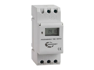Sewosy PTS71C Sewosy 230VAC minuterie numérique - 1 contact avec programme hebdomadaire. 17 programmes. Dimensions: 87x36x64