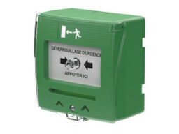 SEWOSY SHOKV2 FR Sewosy Déclencheur manuel vert 2 contacts. Réaliser en ABS. Contact NO/NC libre de potentiel. Texte en Français.