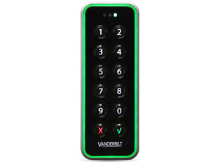 acre (Vanderbilt) VR50M-MF Vanderbilt lecteur de carte  VR50M-MF avec clavier dispose de trois voyants lumineux et d'un avertisseur sonore multitone pour la vérification audio. Un cadre lumineux multicolore affiche les informations d'état. Techniques de lecture Mifare Classic et DESFire EV1