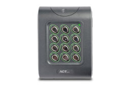 acre (Vanderbilt) ACTpro MF 1050E Vanderbilt lecteur de carte Mifare avec clavier. Lit le numéro d'un secteur ou le numéro de série d'une carte Mifare (réglable) et est livré avec un sortie Clock/Data ou Wiegand.