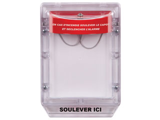 STI STI1200/R/FR STI couvercle pour alertes Stopper II en couleur rouge pour bouton poussoir encastrer avec texte en Néerlandais .