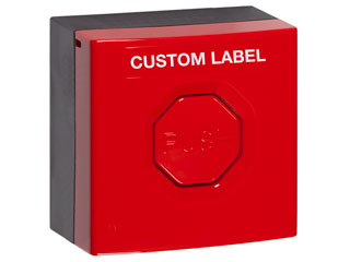 STI STI SS3-1R14 Bouton poussoir rouge STI SS3-1R14 (à ressort). équipé d'un boîtier rouge et d'un bouton poussoir rouge. Contact de commutation bipolaire. Étiquettes autocollantes standard.