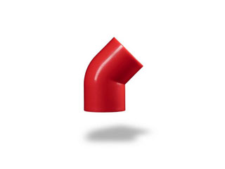 Alpha R-ABS002 Courbe à 45 degrés pour système d'aspiration (ABS rouge