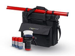 Gas Safe Europe kit 1xDP1/1xDH1/3xDSF1/1xEB GSE kit DP1/DH1/DSF1/EB comprenant 1x GSE Detectapole DP1 perche télescopique (50026000) + 1x GSE DH1 Detectahead générateur d'aérosol (50026001) + 3x GSE Detectasmoke DSF1 aérosol de test de fumée (250ml) (50026030) + 1x GSE Engineer Bag saccoche de stockage (50026011)