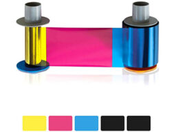 Fargo 084512 Fargo YMCK : Ruban couleur avec deux panneaux noir en résine - 500 images. Compatible avec : HDP5000e