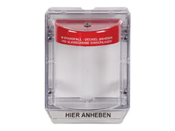 STI STI1100/R/DE STI Stopper II couvercle en couleur rouge pour bouton poussoir à encastrer avec texte en Allemand et sirène